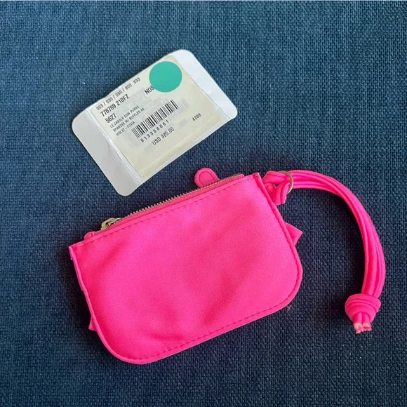 Balenciaga Hot Neon Pink Coin Pouch / Purse with Ruffles - NWT! Spandex - Violet - Picture 2 of 3